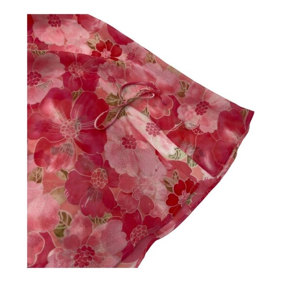 Murano Vintage Sleepwear Pink Floral Sheer Slip Dress Women SZ L 100% Polyester - Picture 3 of 12